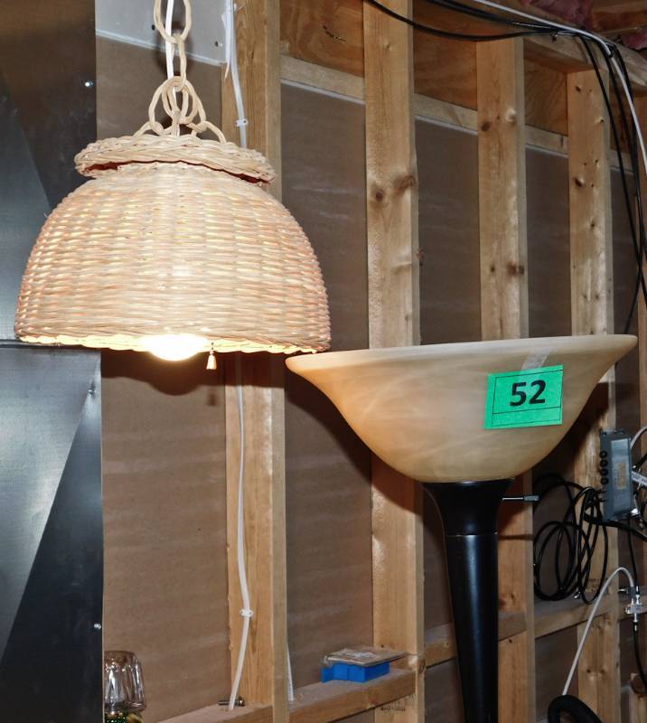 lot 52 image: 2 floor lamps and one swag light