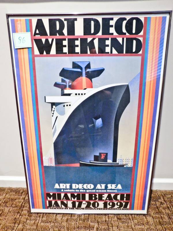 lot 86 image: Annual Art Deco Weekend Poster Framed Glass