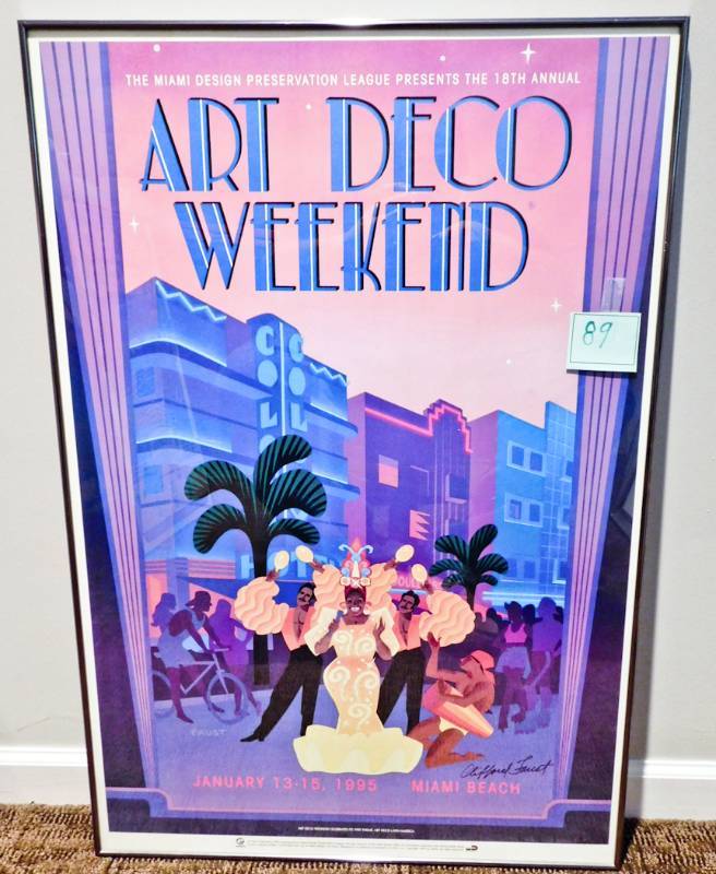 lot 89 image: Annual Art Deco Weekend Poster Framed Glass