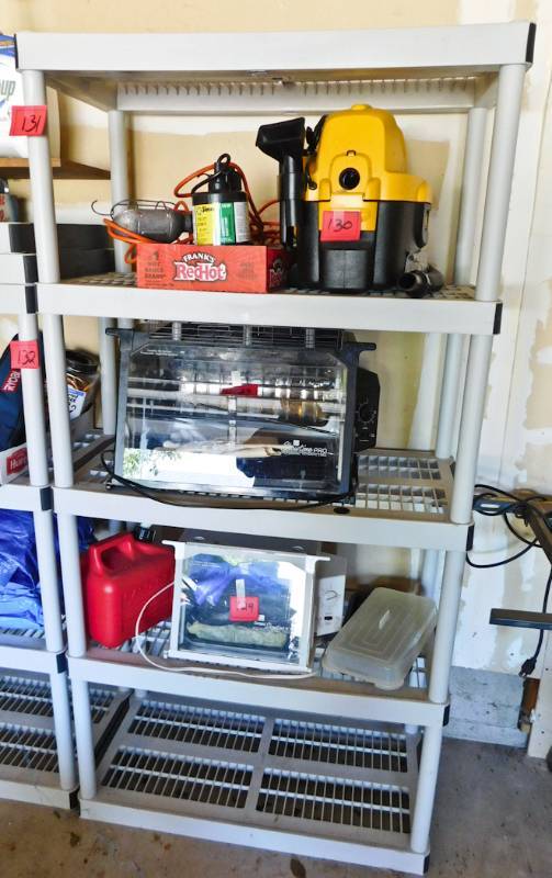 lot 131 image: Plastic shelving in garage as seen no contents