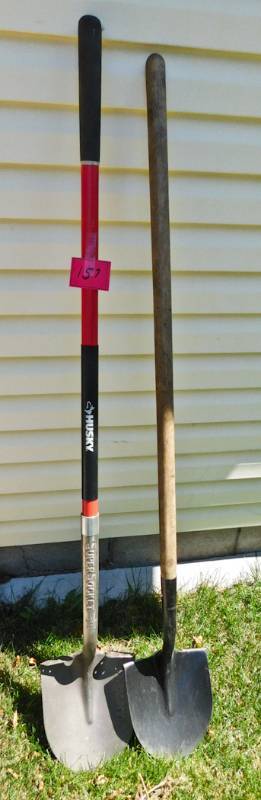 lot 157 image: two long handled spade shovels