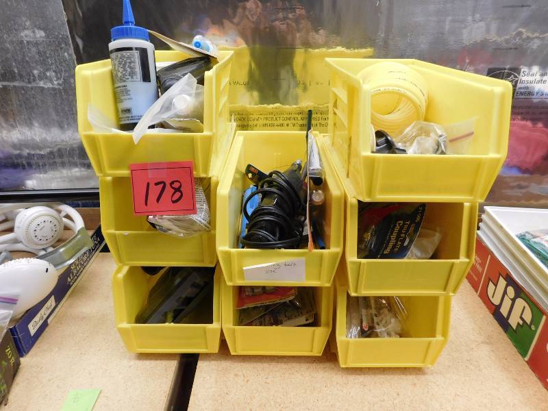 lot 178 image: 8 storage bins and contents see photos