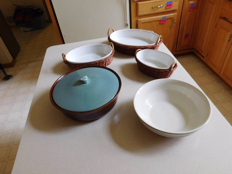 lot 225 image: stoneware and ceramic servingware