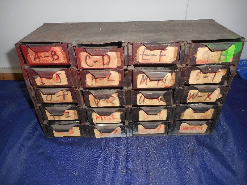 lot 57 image: TWENTY DRAWER METAL PARTS BIN