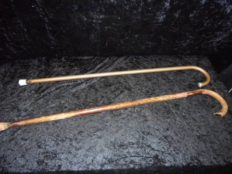 lot 28 image: Pair - Canes.  1 wood & 1 Metal