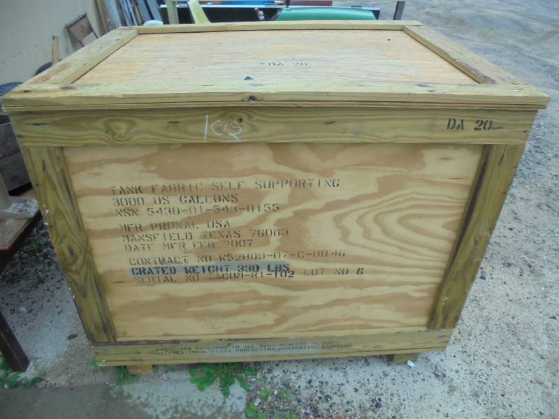 lot 66 image: Pallet Size Wood Storage Box, Military, 4ft x4ftx3ft on Skids