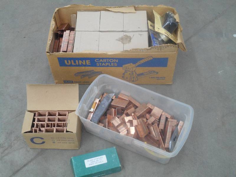 lot 45 image: Lot Of Copper Staples, Hardware, Et...