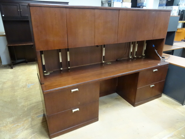 Office Desk with Lighted Hutch