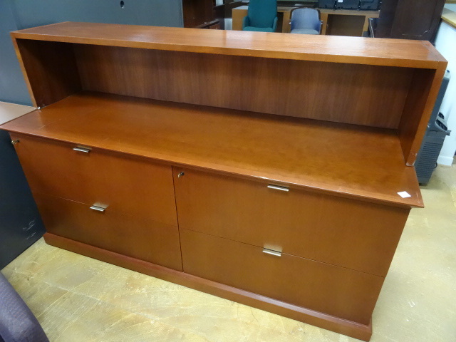Wood Office Credenza with Shelf Unit