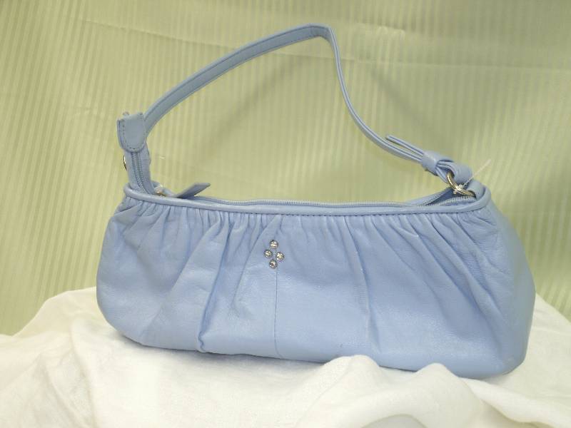 lot 3 image: Worthington Light Blue Purse wstrap lamb skin leather