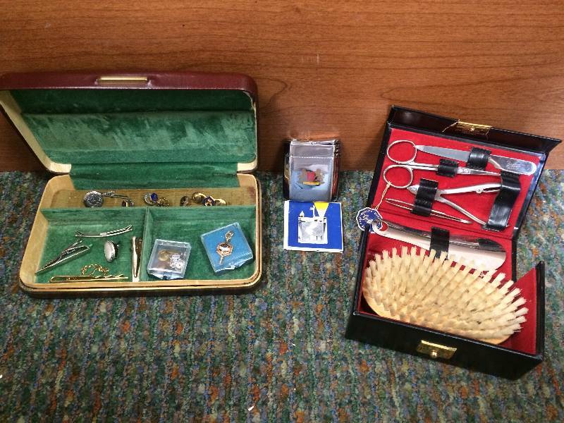 lot 28 image: Vintage German LighterFlashlight and Fraternity Pins