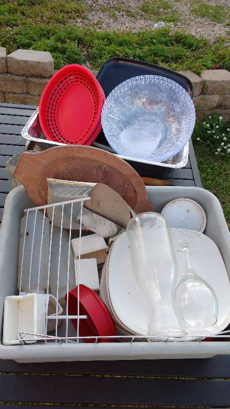 Misc. Wash bin filled with items