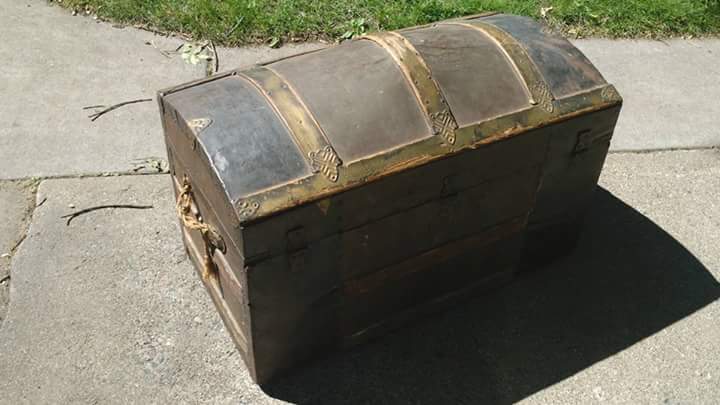 Antique Camelback Rolled Chest