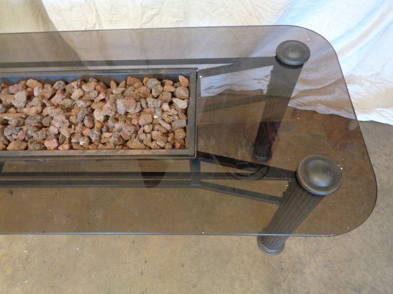 Large Glass Top Fire Table