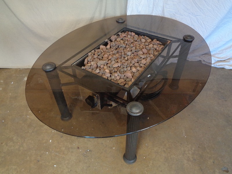 Large Glass Top Fire Table