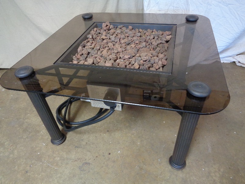Glass Top Fire Table