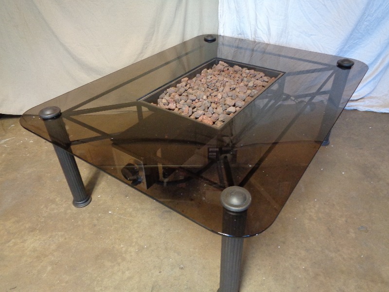 Glass Top Fire Table
