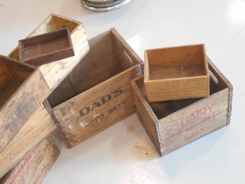 lot 116 image: Lot Of (11) Antique Wooden CratesB...