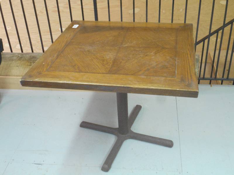lot 147 image: 3x3 Steel-Framed Table With Solid...