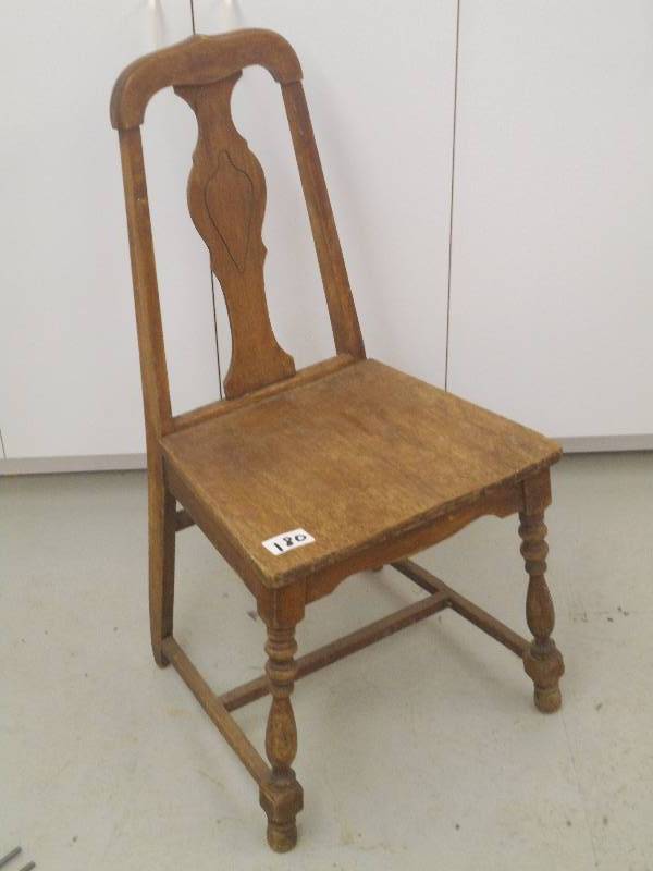 lot 180 image: Antique High-Back Wooden Chair ...