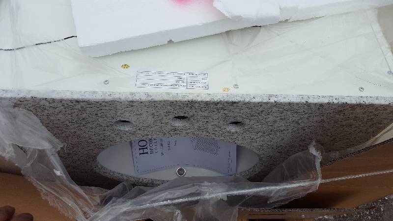 lot 3 image: Home Decorators Collection Hamilton 31 in. W x 22 in. D Shutter Bath Vanity in White with Granite Vanity Top in Grey with White Basin New