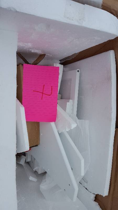 lot 7 image: Hampton Bay Corner Linen Storage Bath Cabinet I, 3-DRAWER, WHITE  67.5H x 23W x 13D Assembly required. New