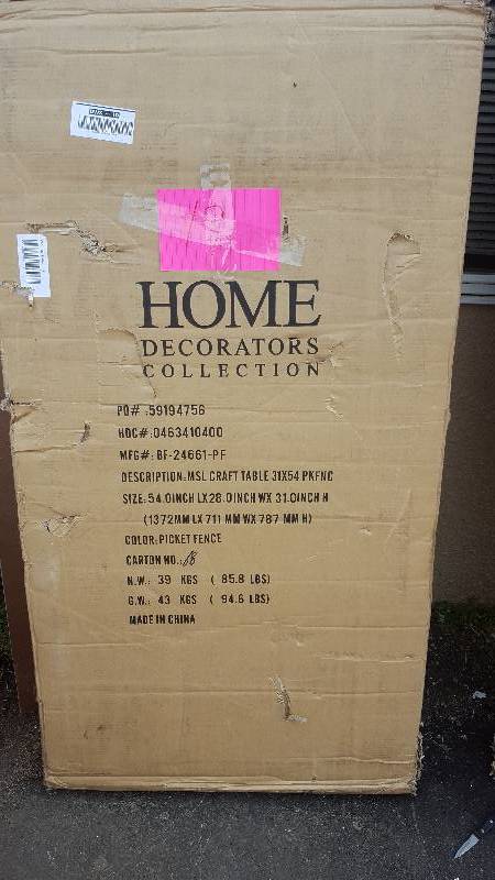 lot 19 image: Martha Stewart Living Craft Space 31 in. H 2-Drawer Wood Craft Table in Picket Fence New