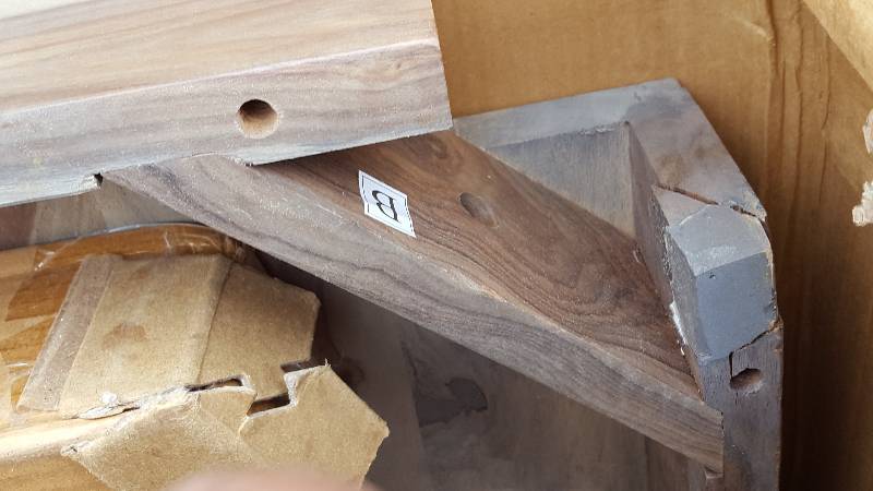 lot 43 image: Home Decorators Edmund Square Coffee Table smokey gray damage on bottom corner see pictures