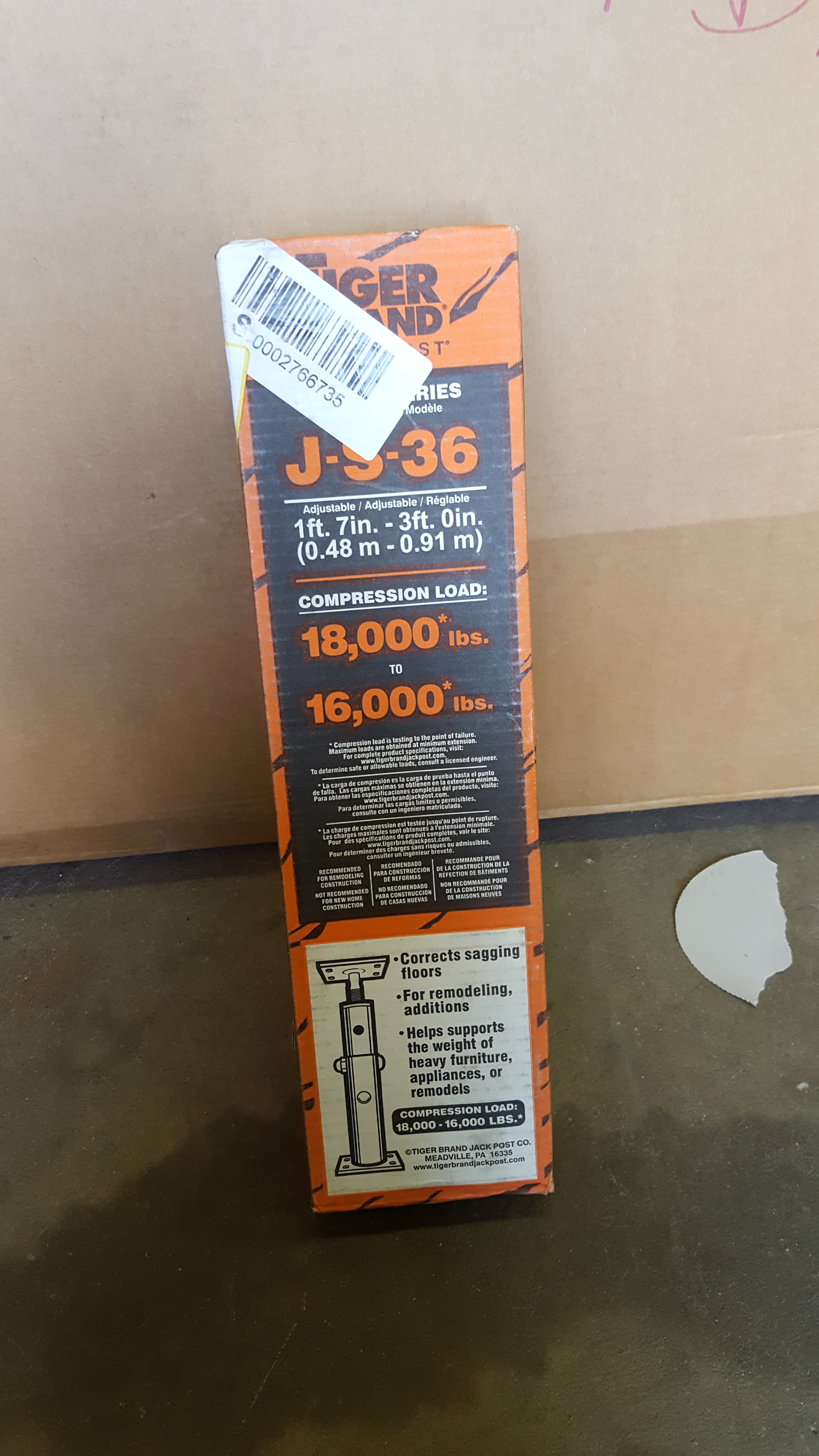 Tiger Brand Super S Series 36 in. Jack Post