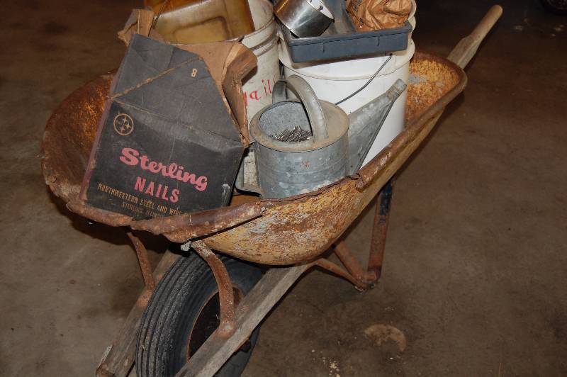 Wheelbarrow filled with Misc Hardware