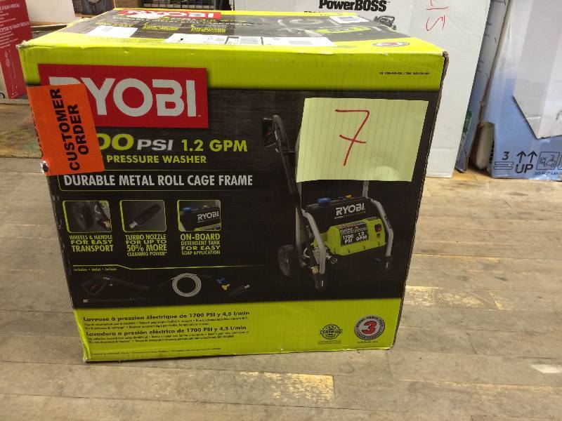 lot 7 image: Roybi 1700-PSI 1.2-GPM Electric Pressure Washer new