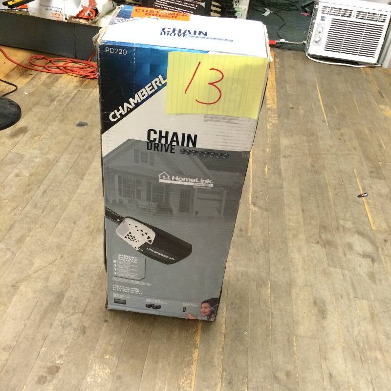 lot 13 image: Chamberlain 12 HP Chain Drive Garage Door Opener Model # PD220 new 