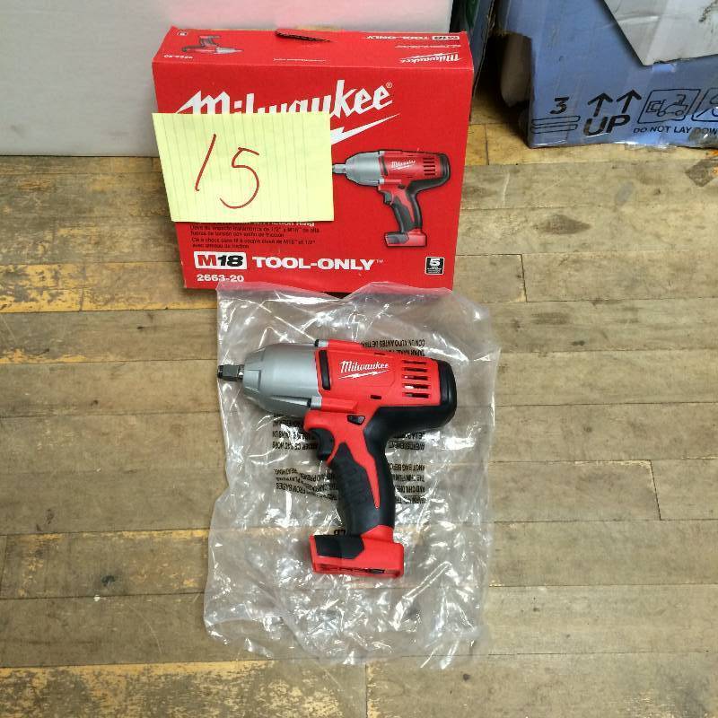 lot 15 image: Milwaukee 2663-80 M18 18V Cordless 12 in. Lithium-Ion Impact Wrench (Bare Tool) new