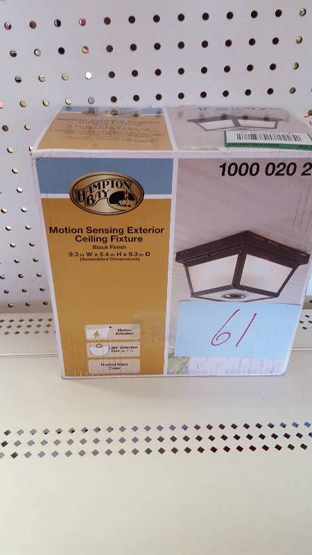 lot 61 image: Hampton Bay Motion Sensing Exterior Ceiling Fixture In Black