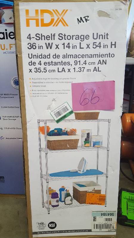 lot 66 image: HDX 4-Shelf 36 in. W x 14 in. L x 54 in