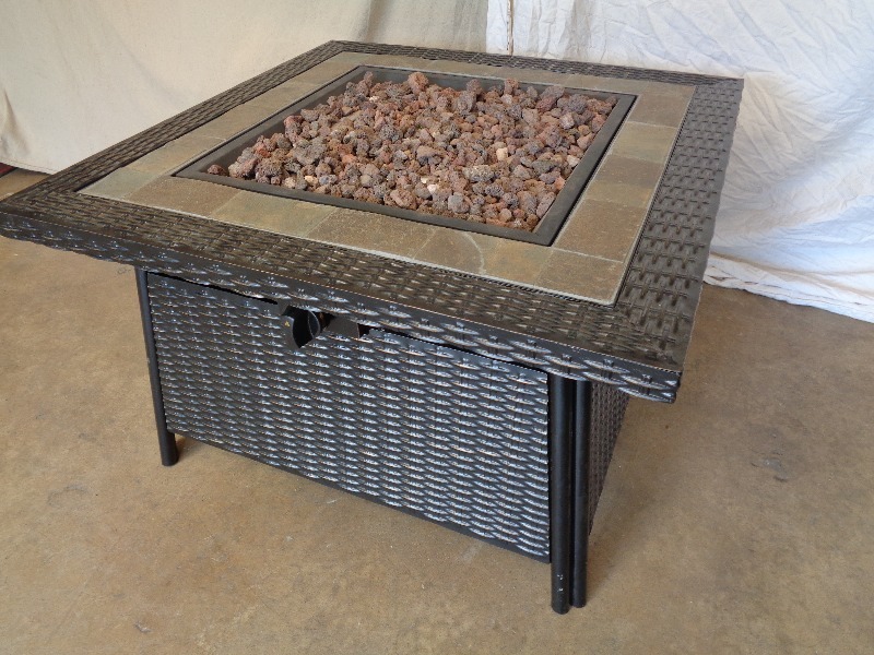 New Steel with StoneTile Top Propane Fueled Firepit
