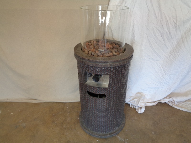 New Propane Fueled Fire Column with Glass Top