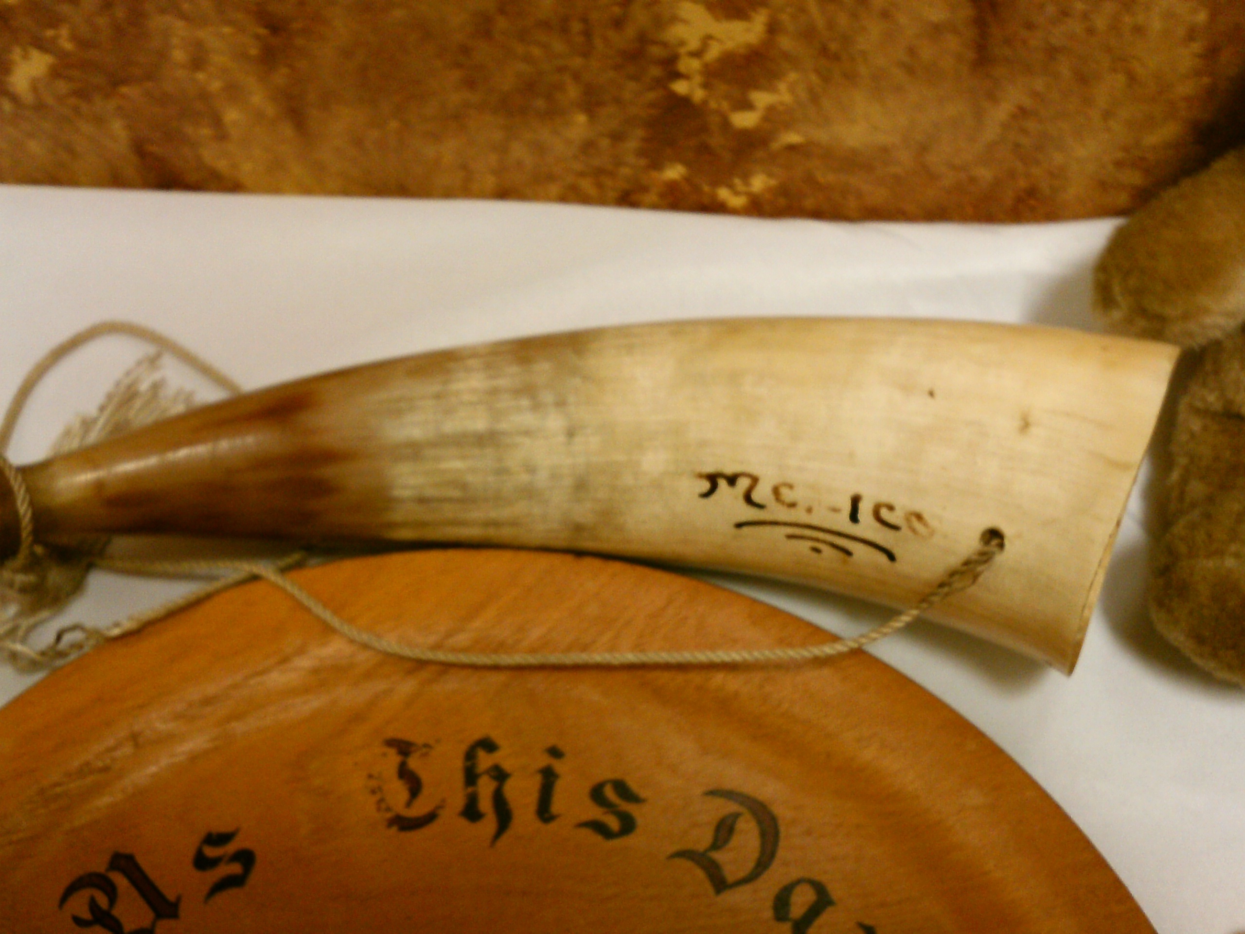 Basket, Misc. household, handcrafted blow horn with markings