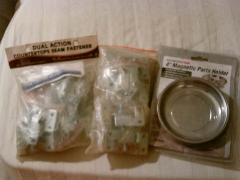 Magnetic parts holder and counter top seam fasteners