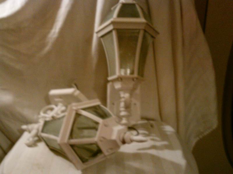 White exterior carriage light set of 2