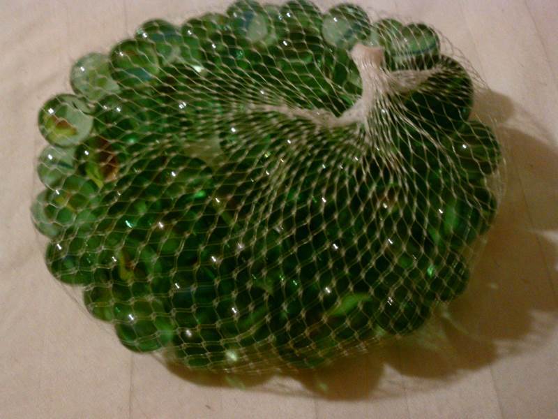 Assorted Marbles, green cats eye design