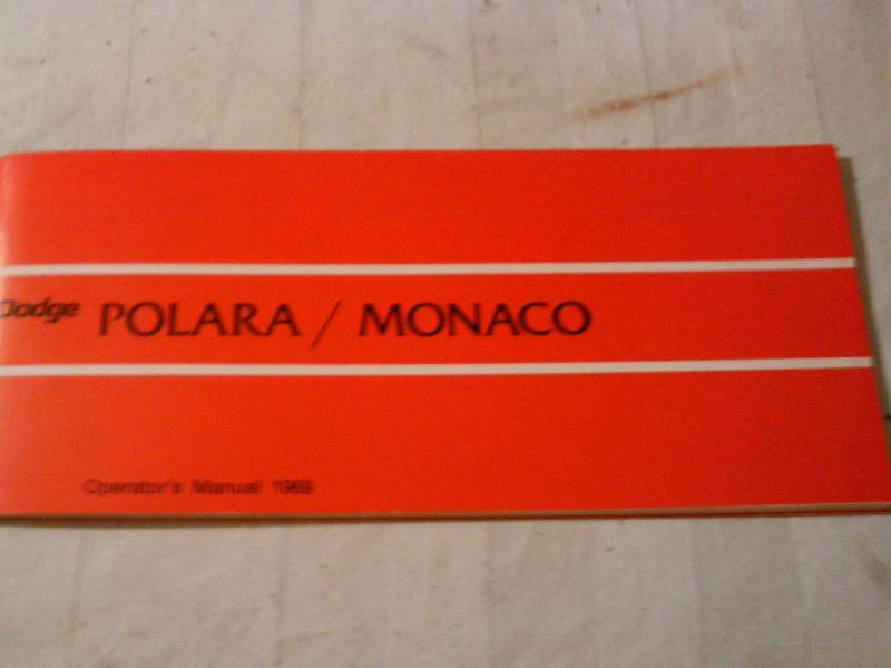 1969 Dodge Polara Monaco Owner�s Manual