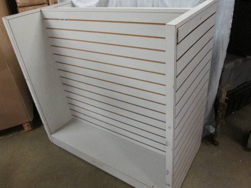 Double sided slat wall display on w...