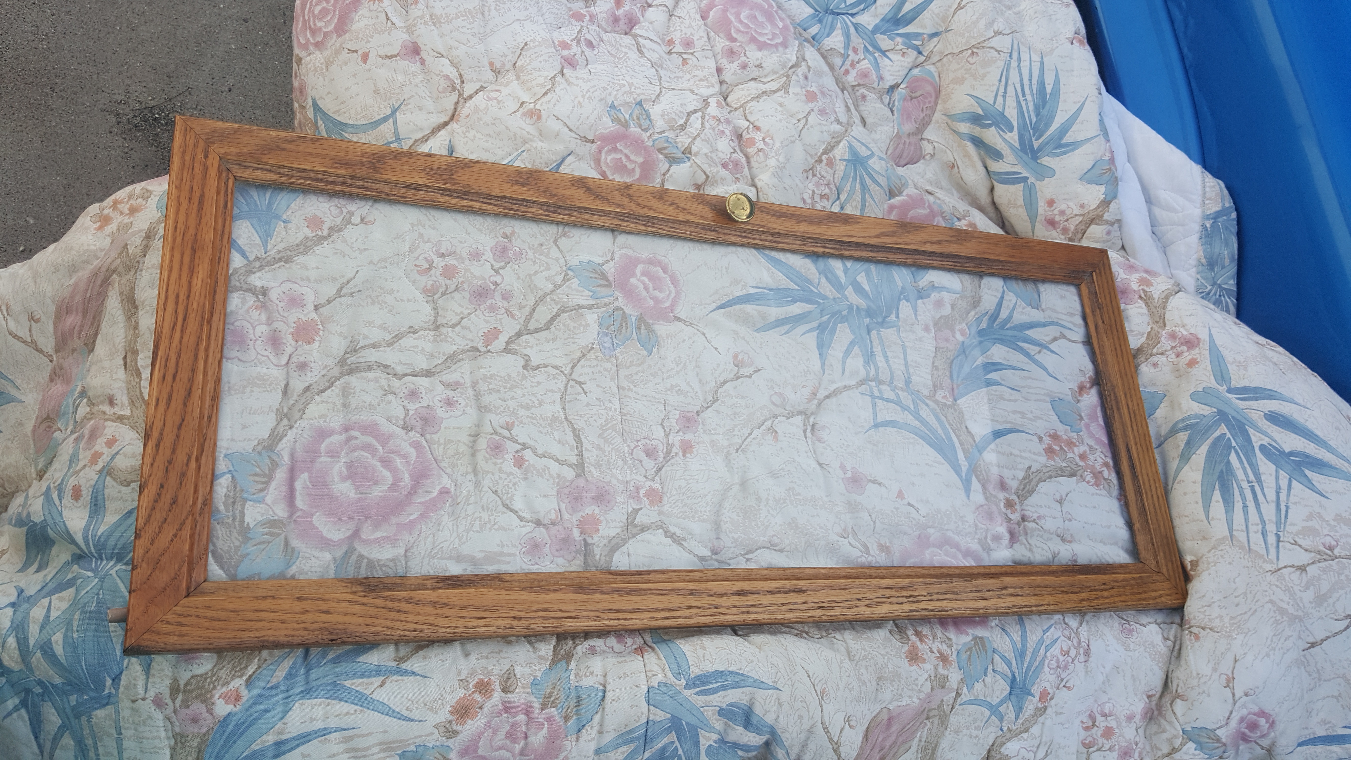 Lot of five wood framed glass with handle - one broke