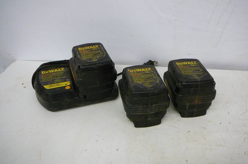 lot 17 image: Dewalt 24 Volt Charger with batteries