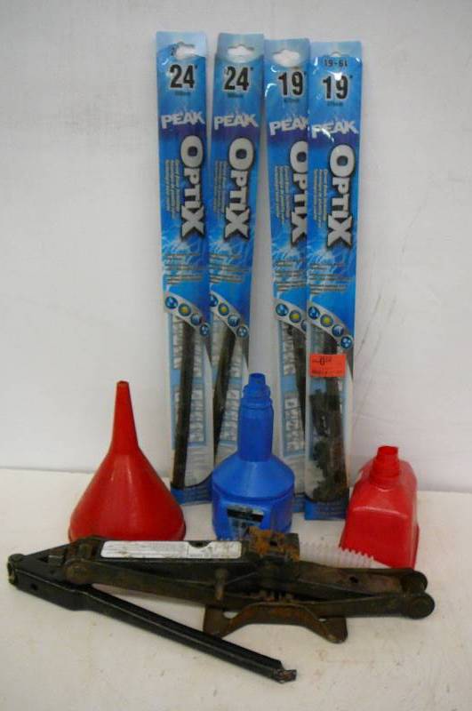 lot 28 image: Lot of Automotive Funnels- Jack - Wiper Blades
