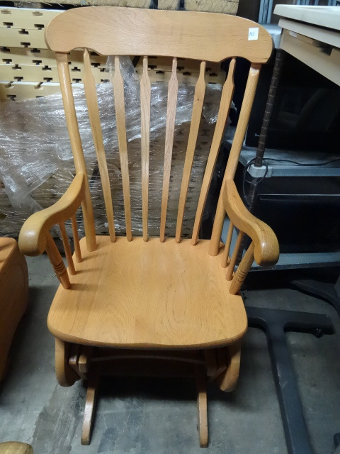 lot 133 image: Wooden Glider Rocker Chair