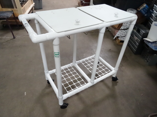 lot 139 image: Plastic 4 Wheel 2 Tier Cart 39 X 18 X 37