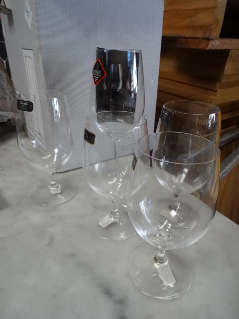 lot 215 image: 5 Riedel Crystal Glasses New
