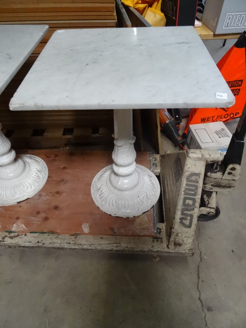 lot 212 image: Marble Top Table with Cast Iron Base